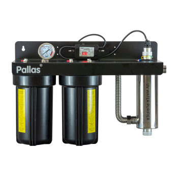 Regenwasser- und Brunnenwasser-Aufbereitungsanlage für Haus & Garten – 3-stufig mit Vorfilter, Aktivkohle und UV-Desinfektion | PHUV33